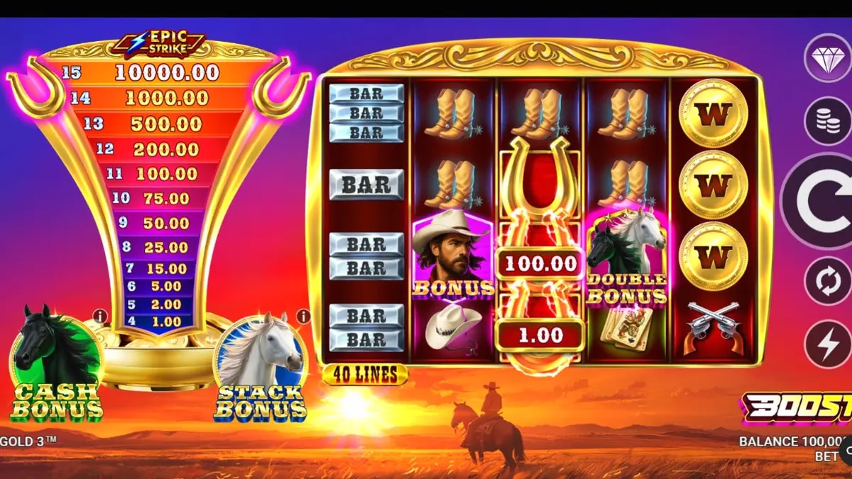 Interface do jogo Western Gold 3 com elementos do Velho Oeste